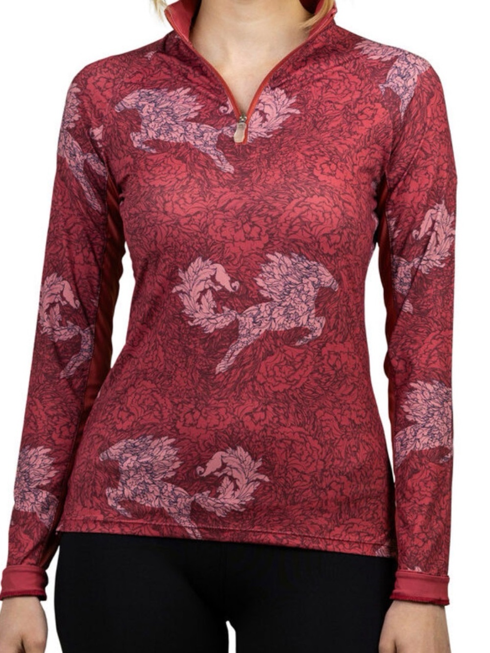 KASTEL DENMARK WOMEN’S EQUESTRIAN 1/4 ZIP RIDING BASE LAYER TOP – SIZE LARGE